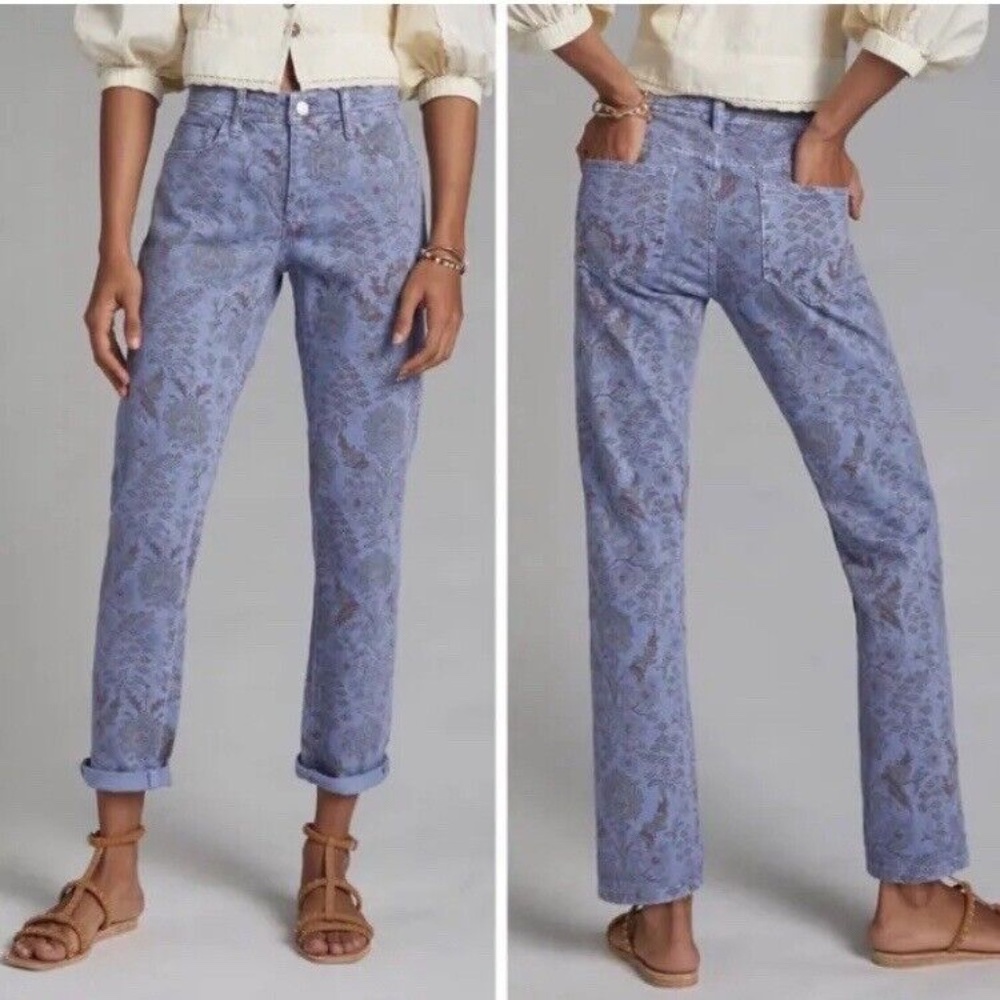 NWT ANTHROPOLOGIE - PILCRO SLIM BOYFRIEND JEANS IN FLORAL PRINT SIZE 29!